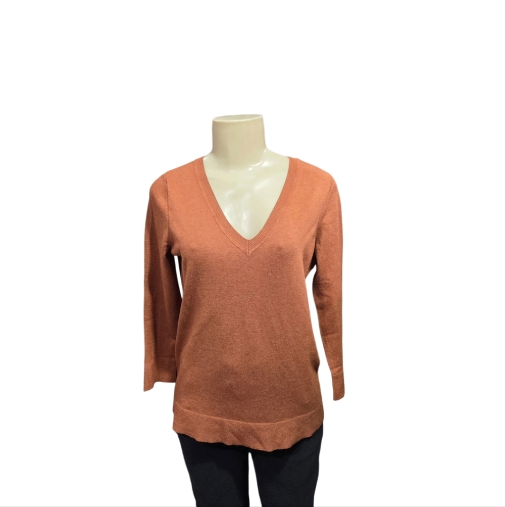Liverpool Los Angeles Burnt Orange V-Neck‎ Sweater